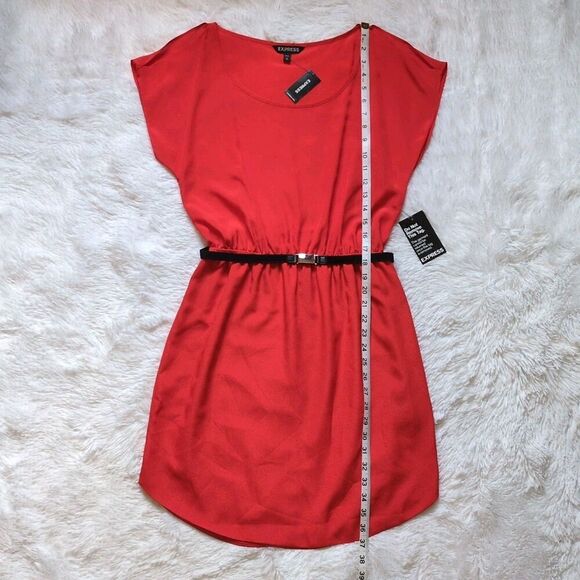 Express Red Mini Dress with belt NWT Size Medium - Picture 10 of 12